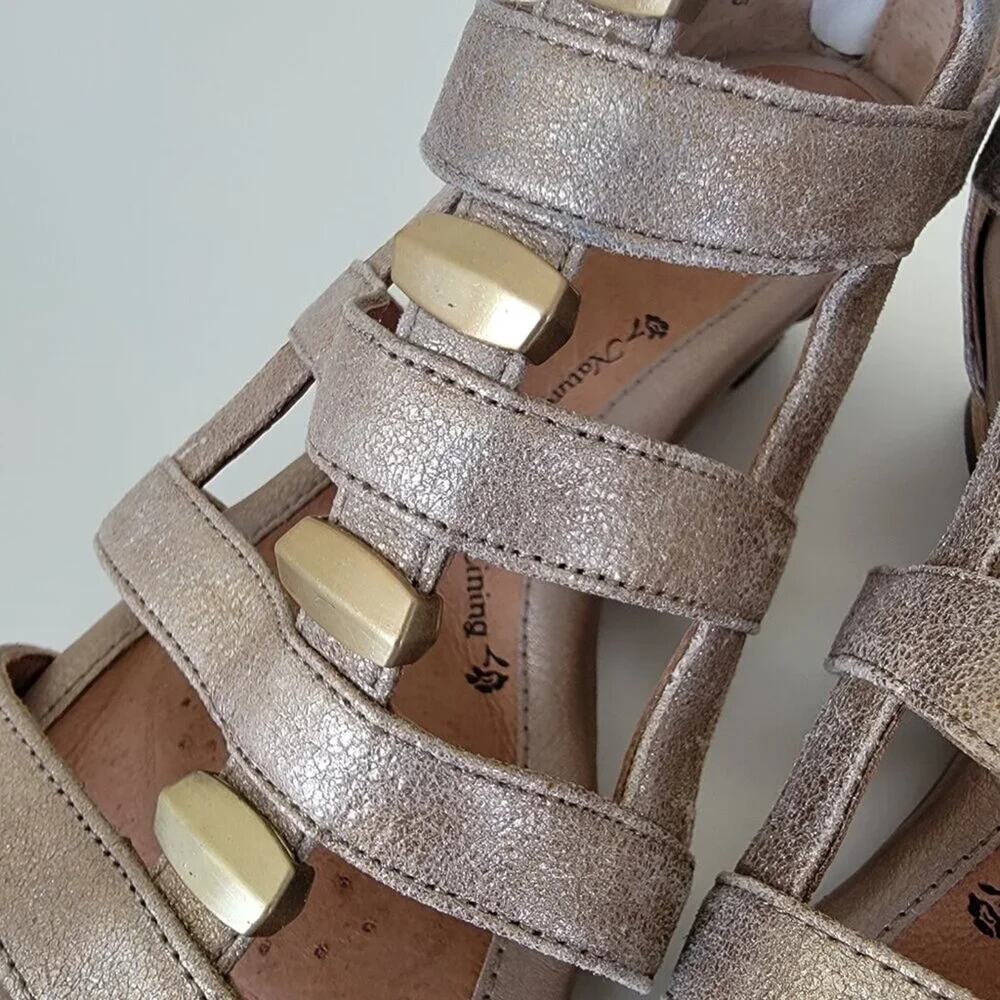 Sofft Gold Leather Strappy Sandals Women Size 9 Comfort Cushioned Gladiator - Picture 8 of 11